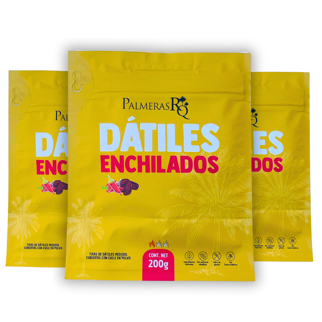 Dátil con chile (3 Pack) - Palmeras RQ - Dátiles Medjool enchilados Pack 3 x 200g | Sabor Único