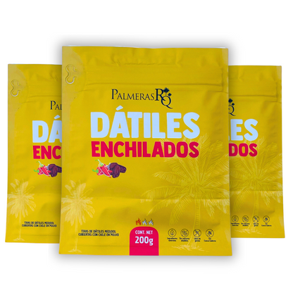 Dátil con chile (3 Pack) - Palmeras RQ - Dátiles Medjool enchilados Pack 3 x 200g | Sabor Único